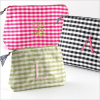 personalized silk gingham cosmetic bag - large
